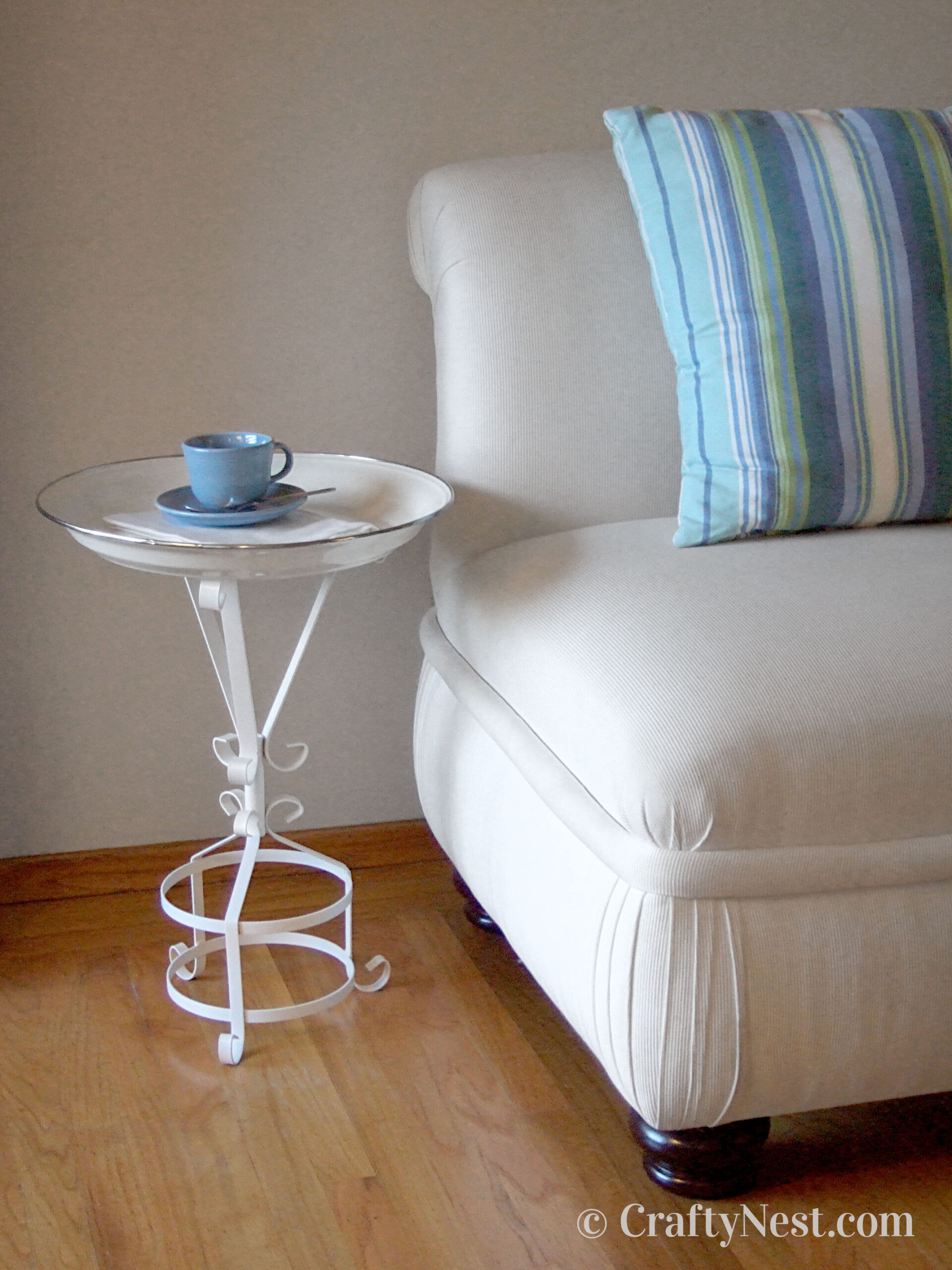 after-plant-stand-tray-table-crafty-nest Tray table next to n armless chair, photo