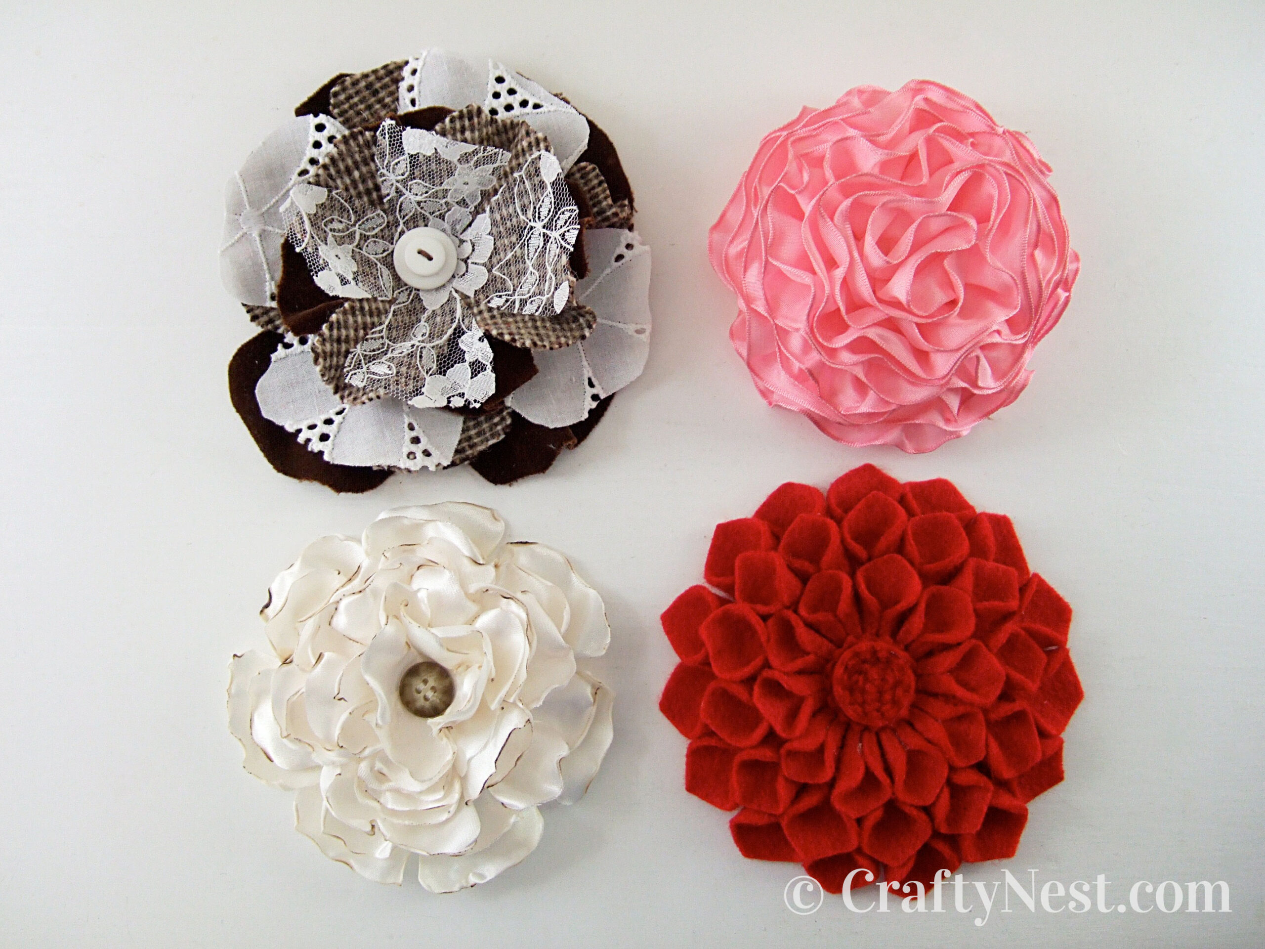 flowers-spring-2011-craft-workshops-crafty-nest Handmade flower pins, photo