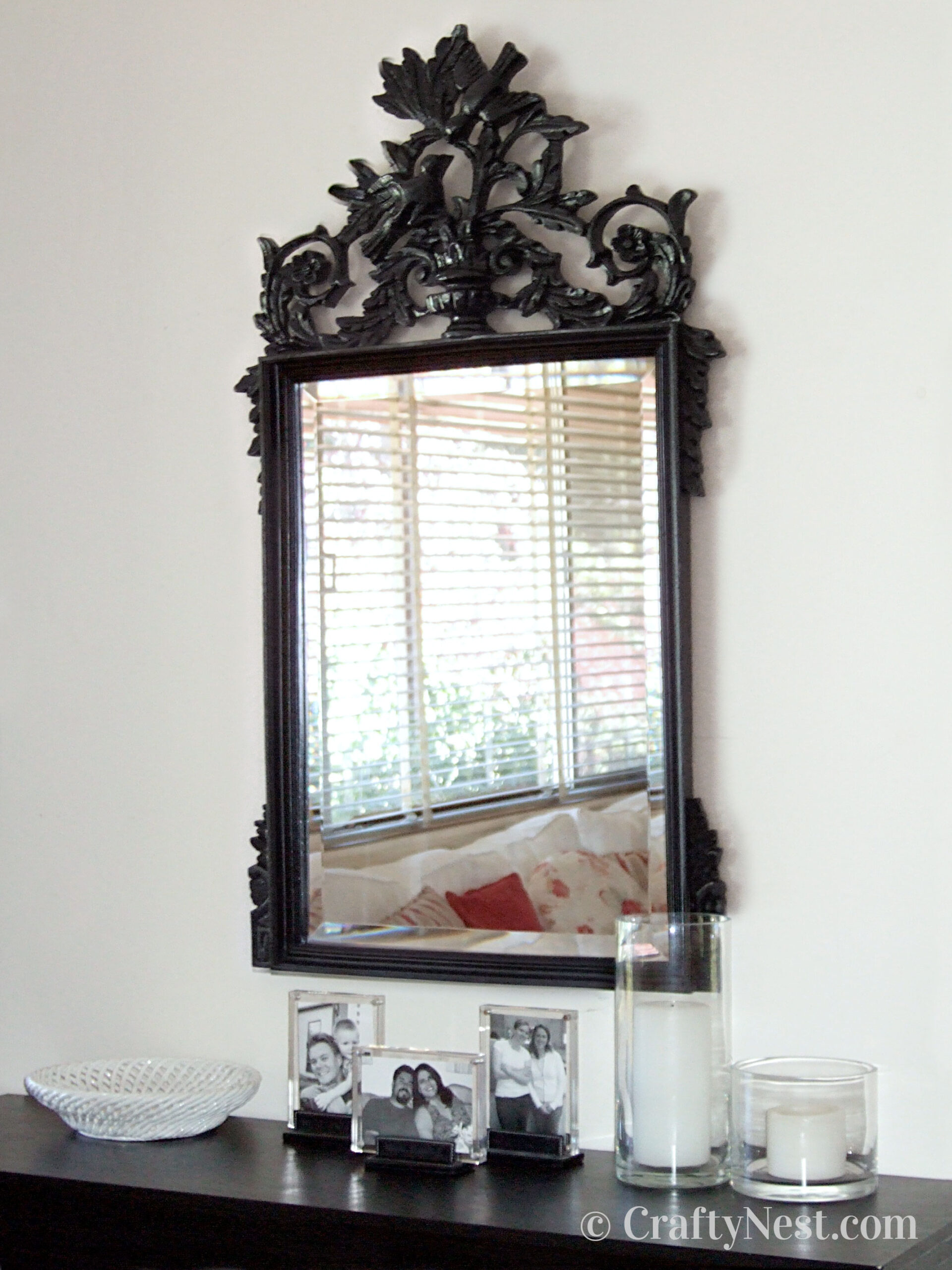 after-diy-painted-mirror-crafty-nest Black painted fancy mirror, photo
