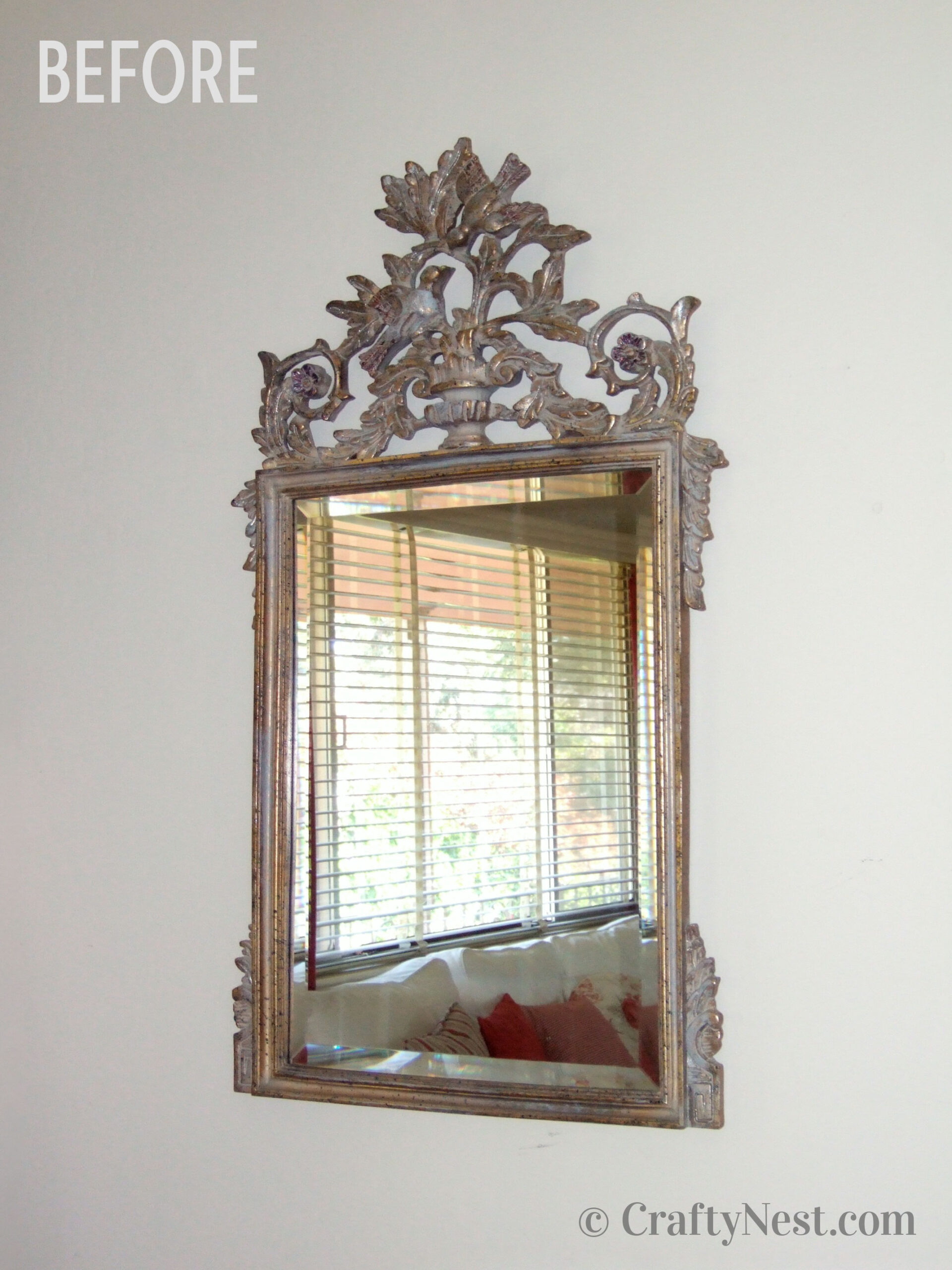 before-diy-painted-mirror-crafty-nest Fancy mirror, before photo