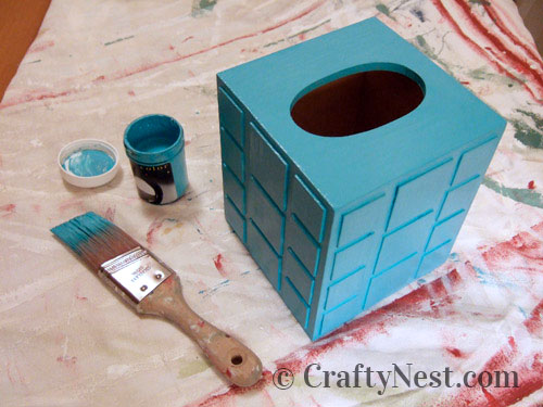 blue-paint-diy-tissue-box-cover-crafty-nest Final coat pf paint, photo