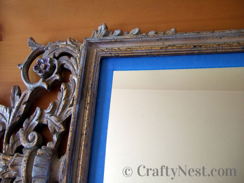 blue-tape-diy-painted-mirror-crafty-nest Painter's tape along the outside edge of the mirror, photo