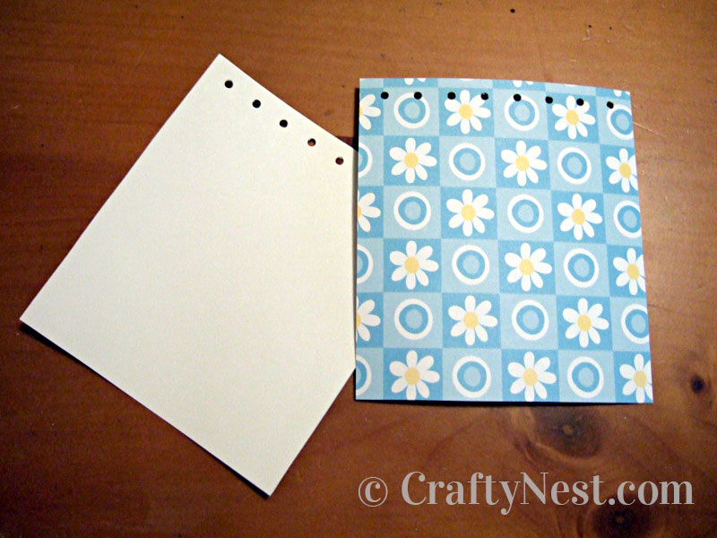 front-back-page-diy-mini-bound-books-crafty-nest Holes punched in covers and pages, photo