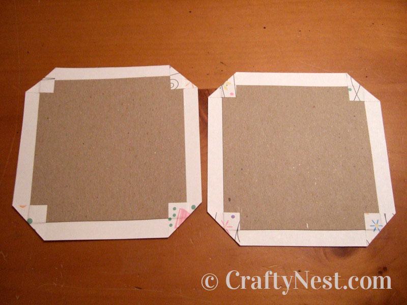 glue-corners-accordion-books-crafty-nest Decorative paper folded over chipboard, photo