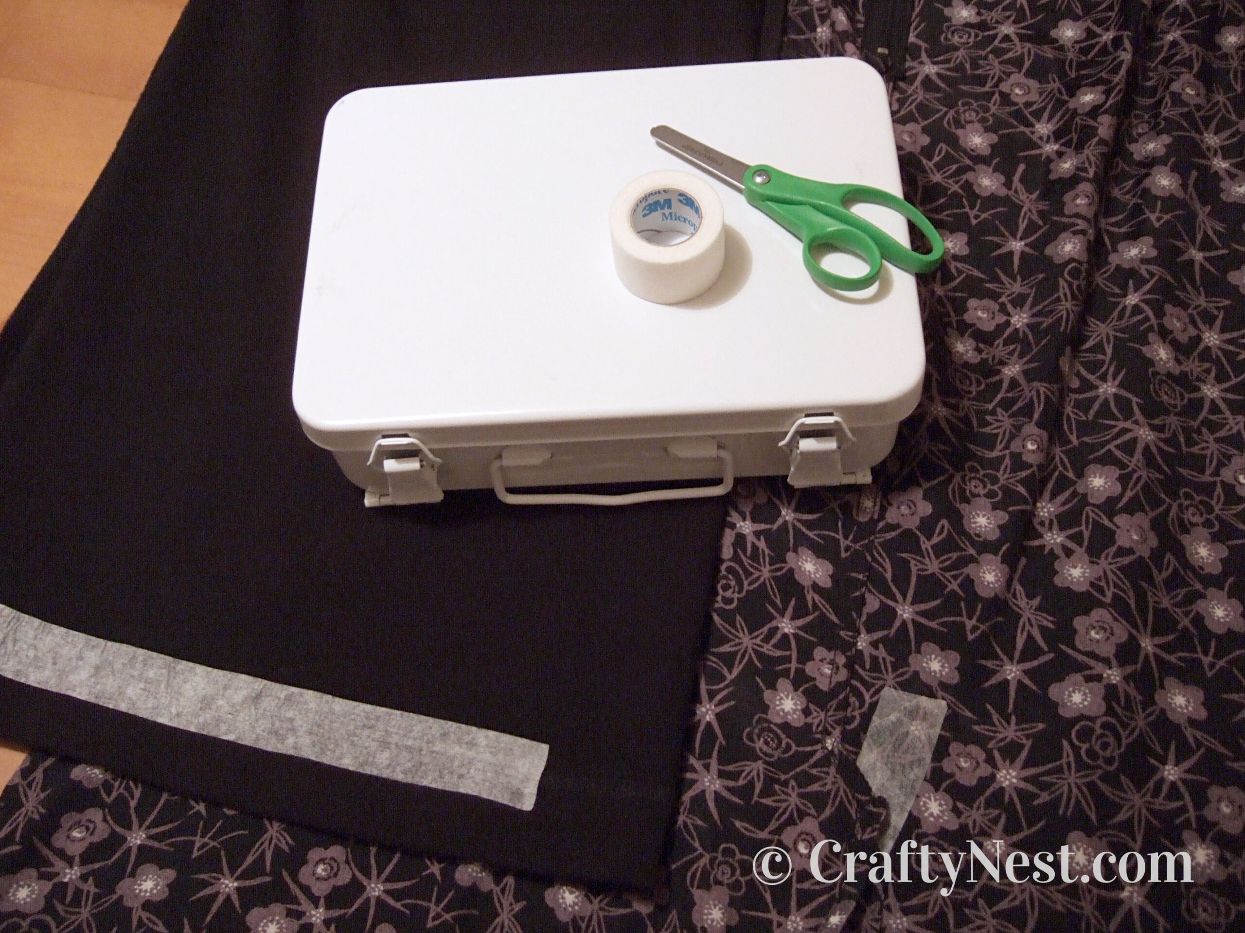 hero-first-aid-tape-quick-hem-repair-crafty-nest First-aid tape on two items of clothing, photo