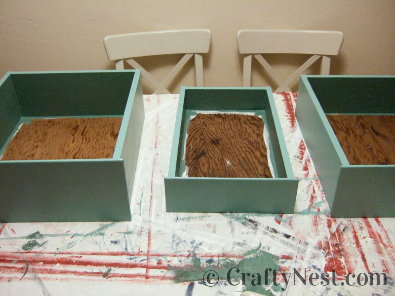 inner-color-diy-salvaged-drawers-modular-bookcase-crafty-nest Insides of drawers painted a darker color, photo