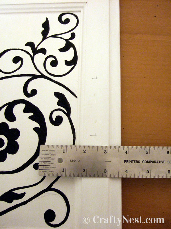 measure-mark-diy-cupboard-door-serving-tray-crafty-nest Measure for drawr-pull mounting holes, photo