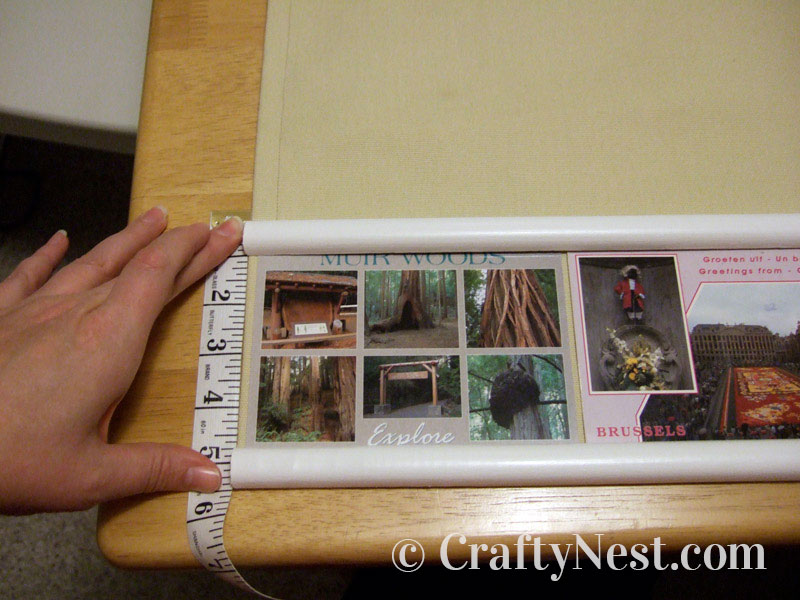 measure1-diy-postcard-collage-crafty-nest Measuring the first row of postcards, photo