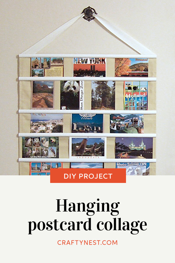 pinterest-diy-postcard-collage-crafty-nest Crafty Nest hanging postcard collage Pinterest photo
