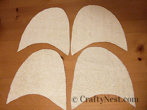 DSCF3458-diy-spa-slippers-crafty-nest Four tops of slippers cut out, photo