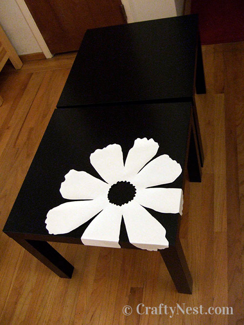 DSCF3838-bamboo-veneer-ikea-lack-tables-crafty-nest Tape the pattern to the table, photo
