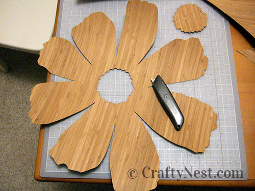 DSCF3857-bamboo-veneer-ikea-lack-tables-crafty-nest Cut out the center of the flower, photo