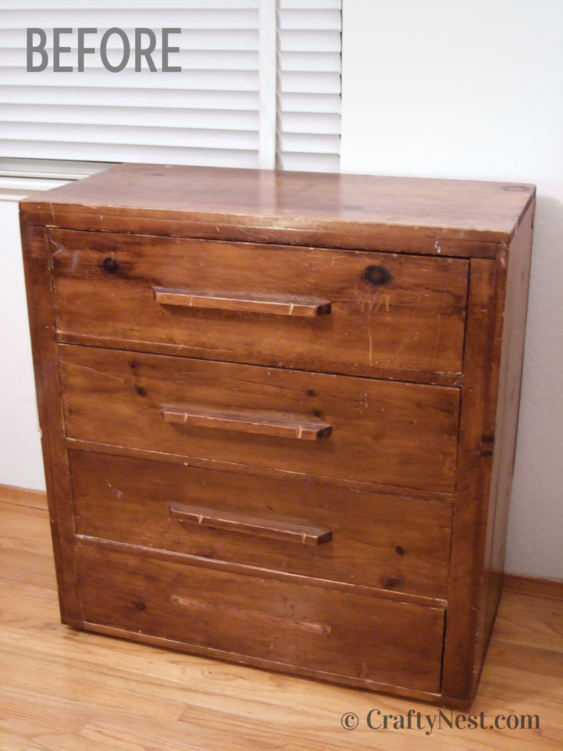 before-old-dresser-rolling-tool-chest-crafty-nest An old dresser before the makeover, photo