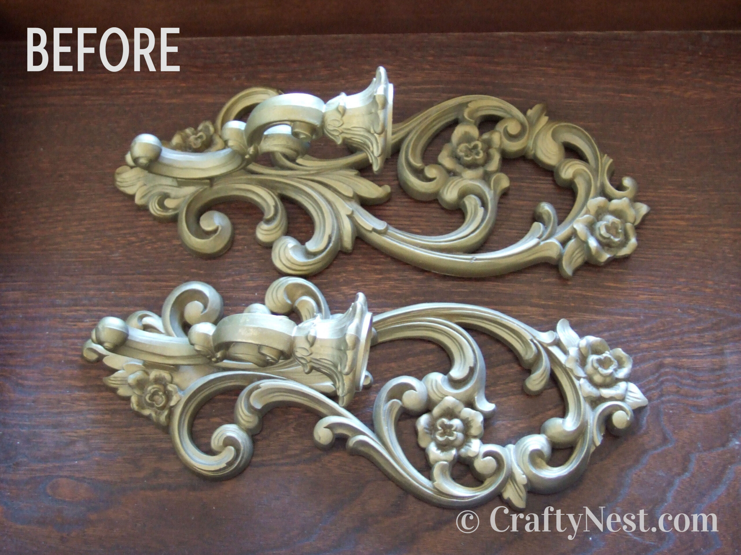 before-thrift-store-candle-sconces-crafty-nest The plastic scones before they were painted, photo