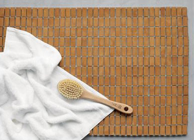 cb2-bamboo-bath-mat-wine-cork-bath-mat-crafty-nest CB2's bamboo bath mat, photo