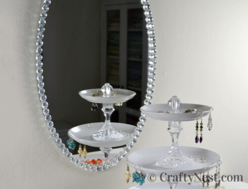 DIY beaded-glass-framed mirror