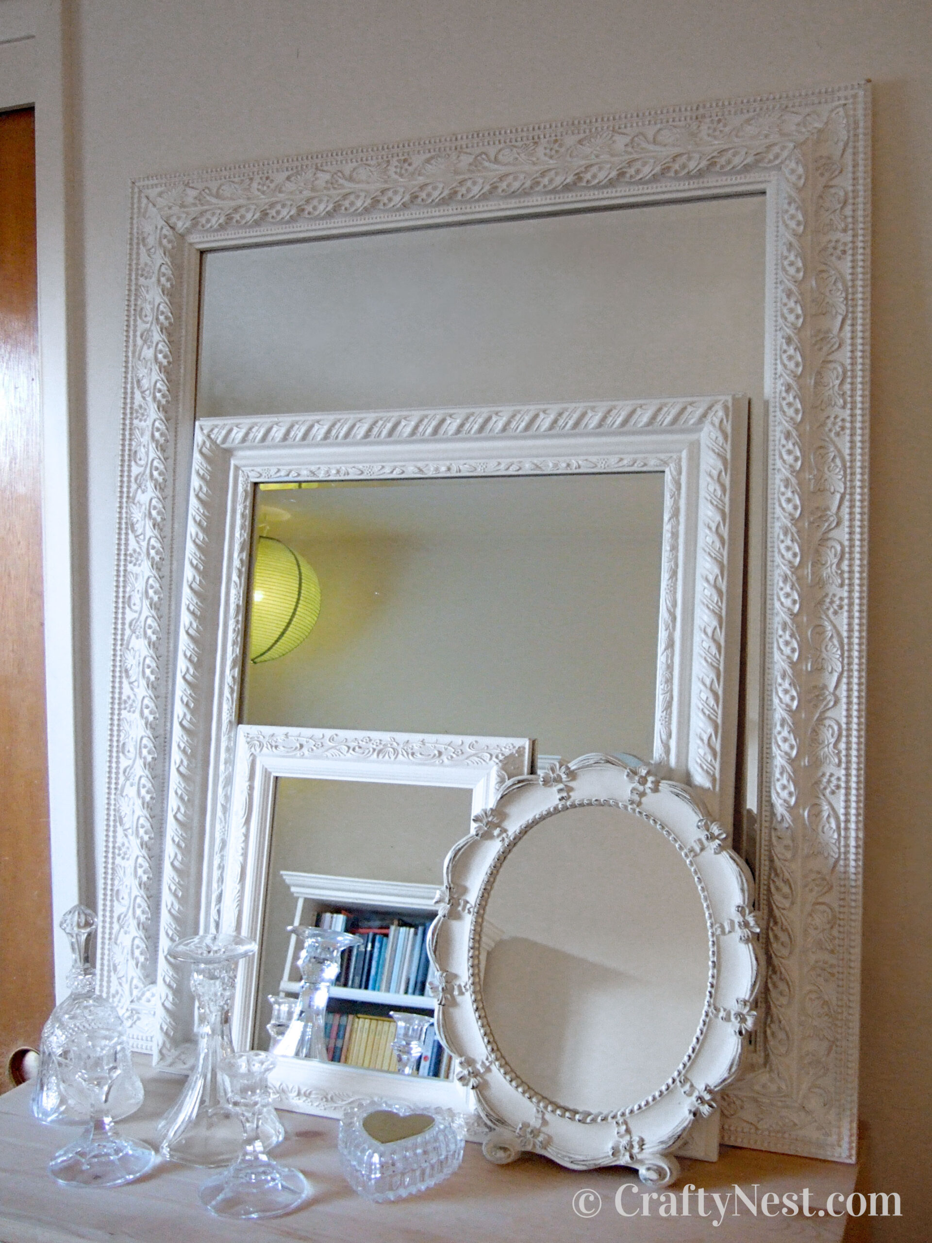 hero-a-little-sparkle-crafty-nest Stacked mirrors and crystal items, photo