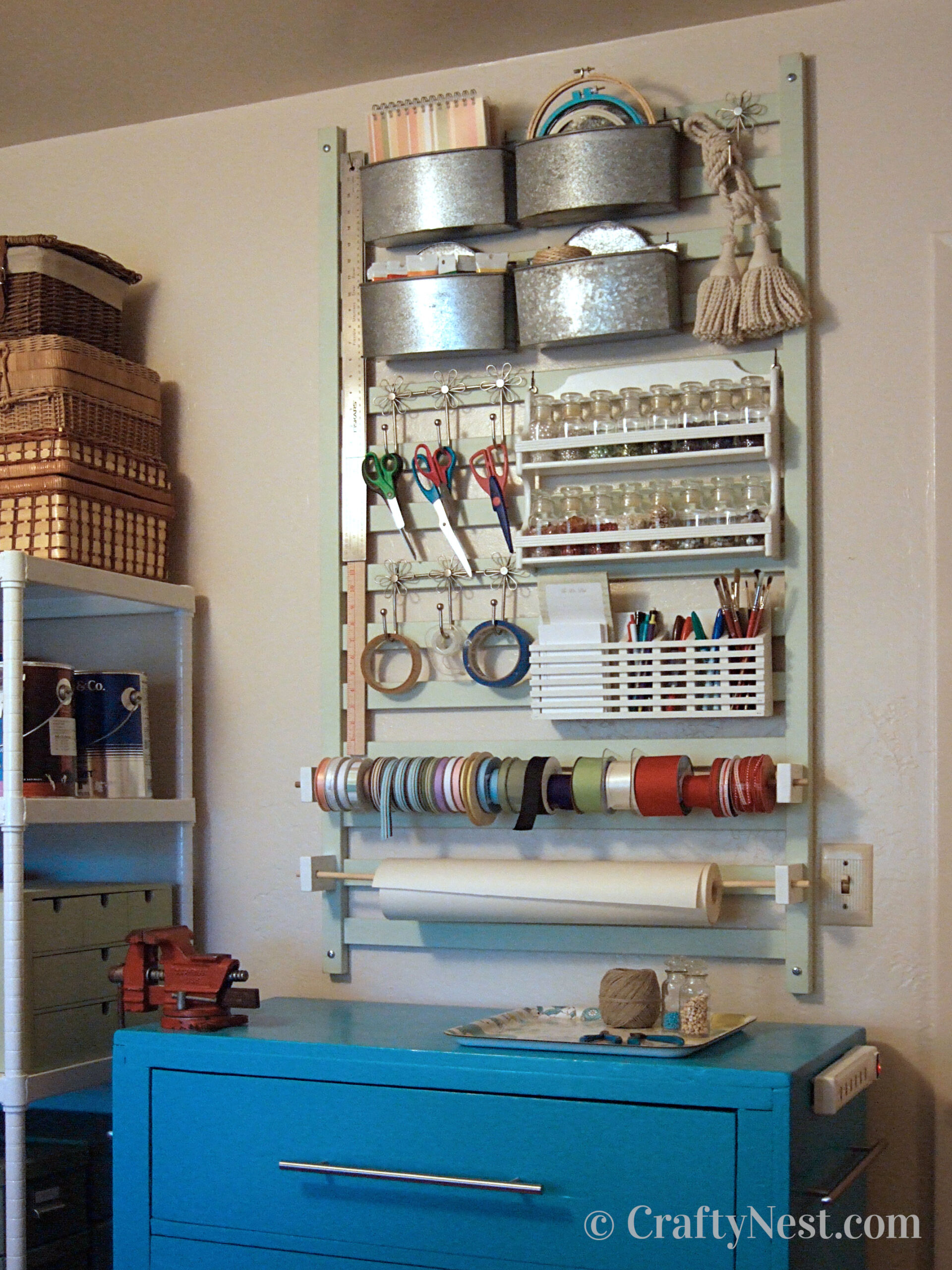 hero-craft-tool-wall-organizer-crafty-nest Crafting toolbox station with wall organizer, photo