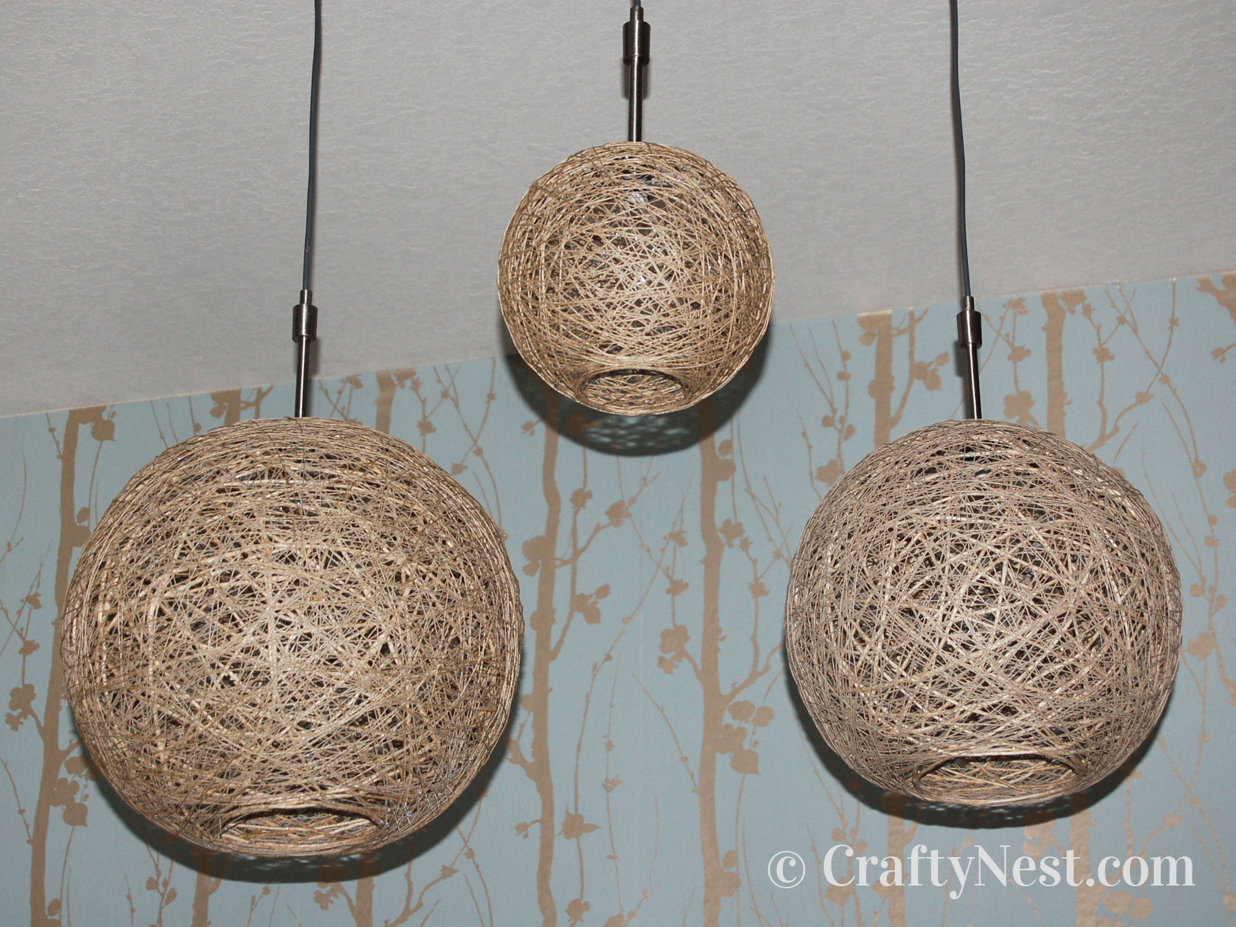hero-off-hemp-pendant-lamps-crafty-nest Three handmade hemp string pendant lamps, photo