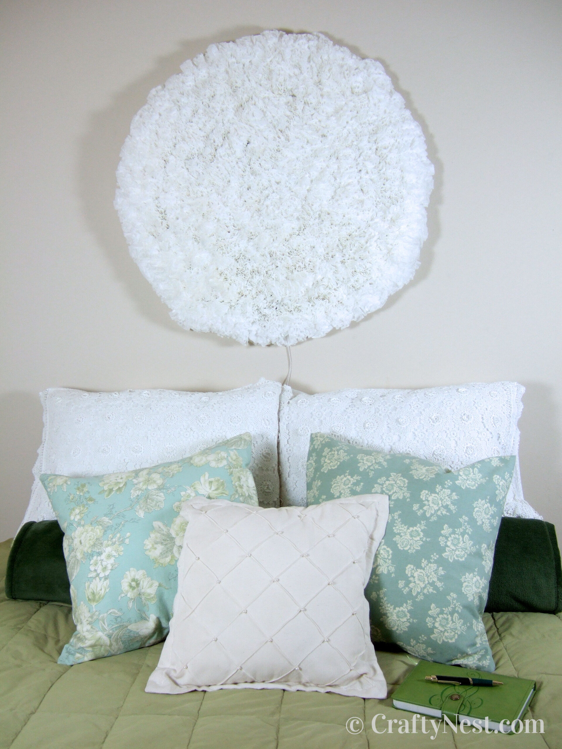 off-coffee-filter-snowball-wall-light-crafty-nest Coffee-filter snowball light switched off, photo