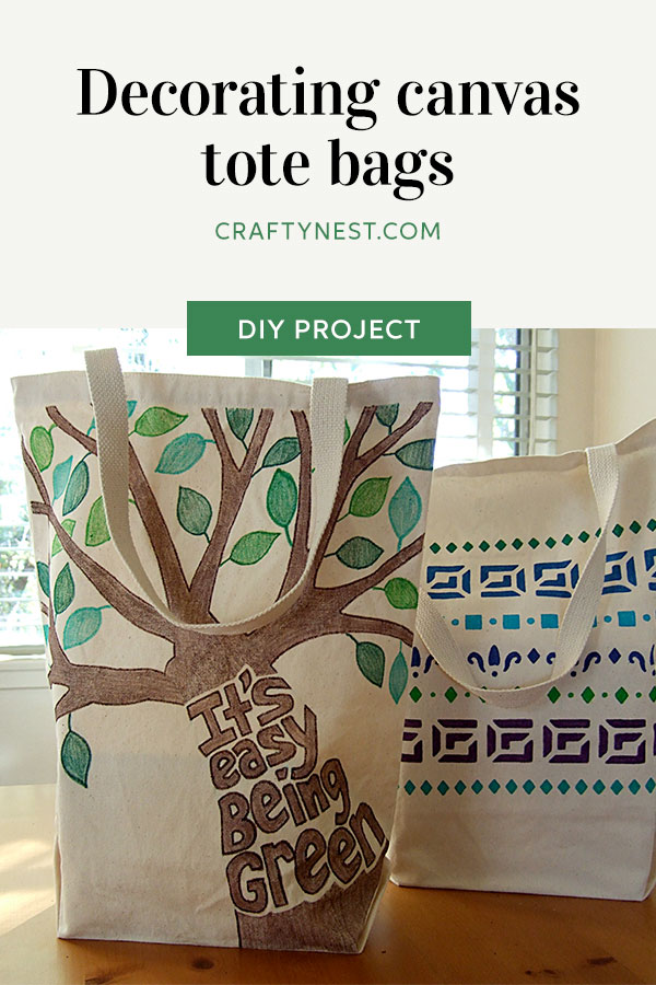 pinterest-decorated-canvas-totes-crafty-nest Crafty Nest decorating canvas tote bags Pinterest image