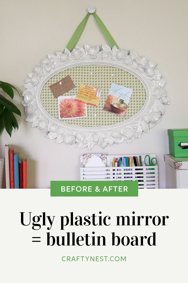 pinterest-ugly-plastic-mirror-cork-board-crafty-nest Crafty Nest ugly plastic mirror cork board Pinterest image