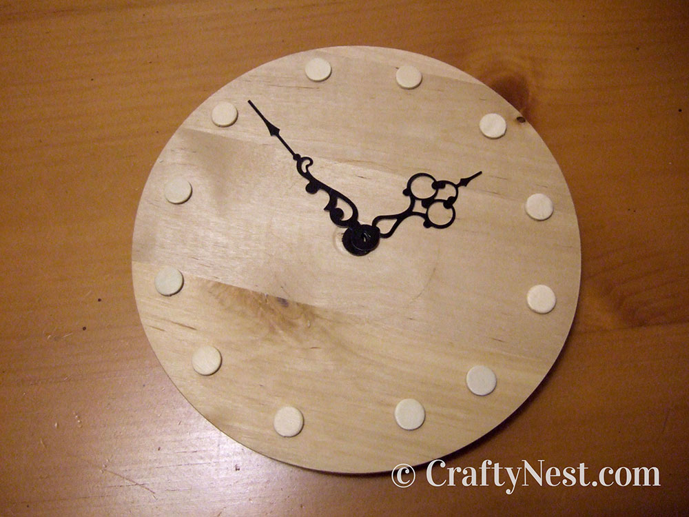 DSCF1562-lazy-susan-two-wooden-clocks-crafty-nest Wooden shapes places on small clock face, photo