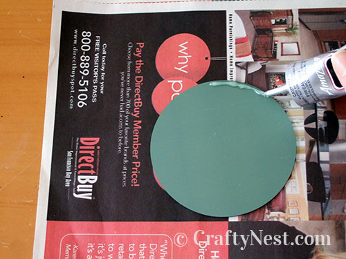 DSCF4117-thrift-store-plate-mirrors-crafty-nest Apply glue to mirror, photo