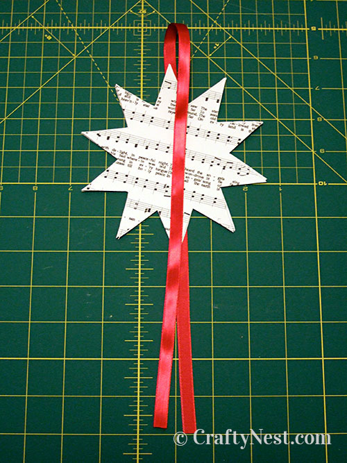 DSCF6182-sheet-music-Christmas-tree-ornaments-crafty-nest Stack with ribbon, photo