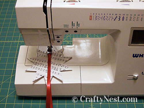 DSCF6184-sheet-music-Christmas-tree-ornaments-crafty-nest Sew the layers together, photo