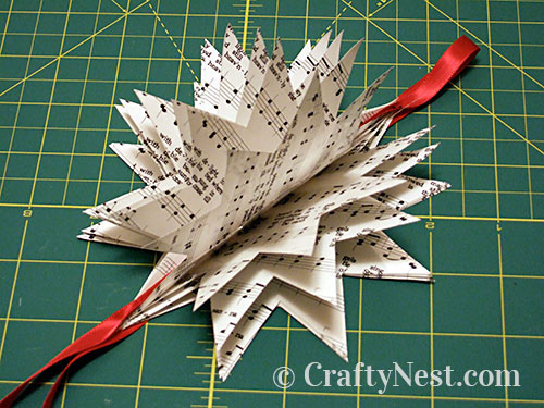 DSCF6190-sheet-music-Christmas-tree-ornaments-crafty-nest Fold and spread out the sheets, photo