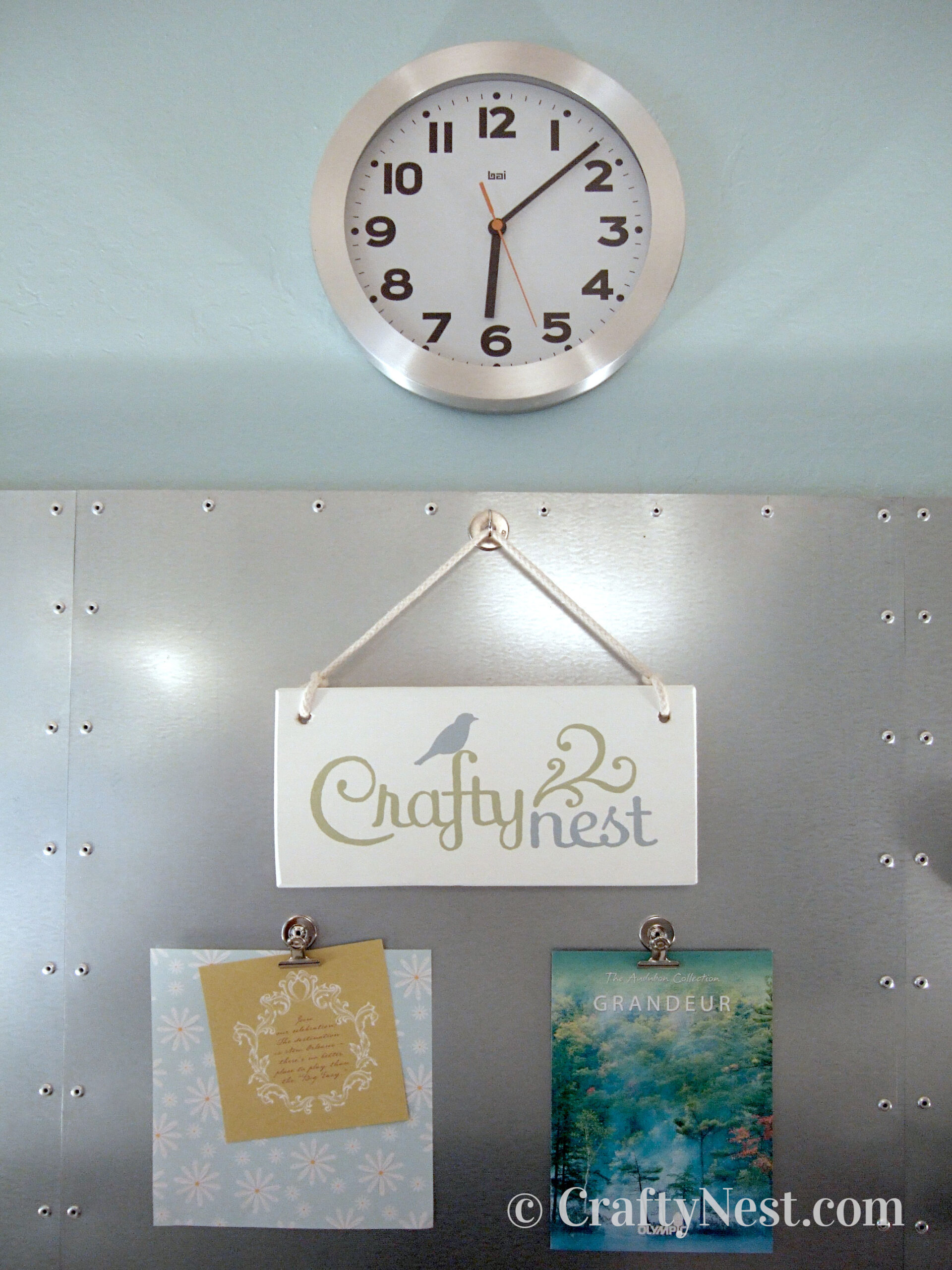 DSCF7126-sylvania-makeover-challenge-the-after-crafty-nest Closeup of the magnet board, photo