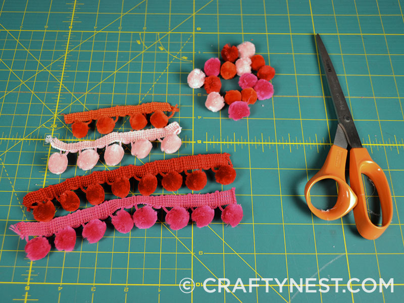 DSC_0136-carpet-sample-craft-easter-placemats-crafty-nest Cut pom poms off of fringe, photo