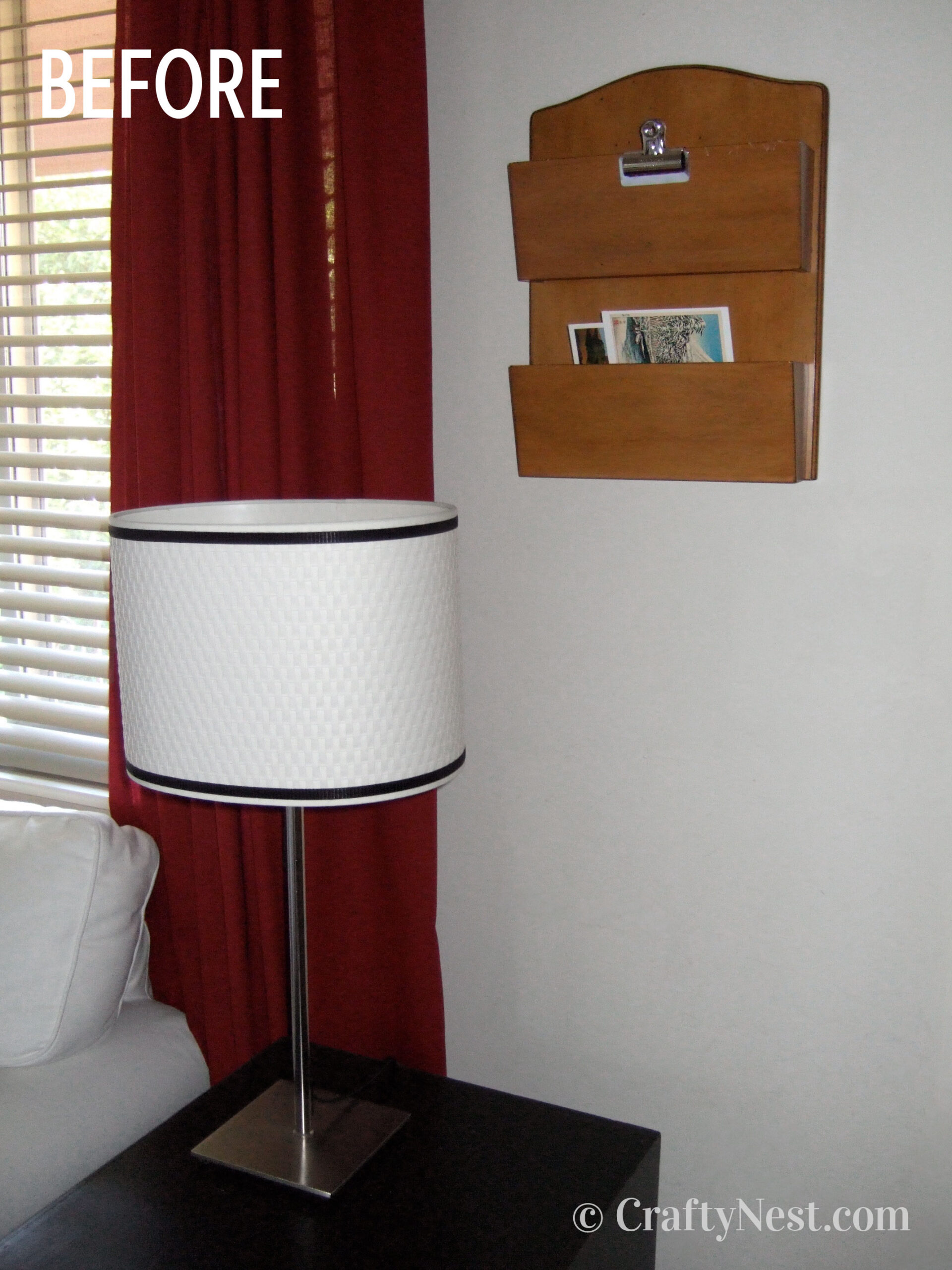 before-letter-bin-makeover-crafty-nest Wood letter bin hanging on the wall, photo