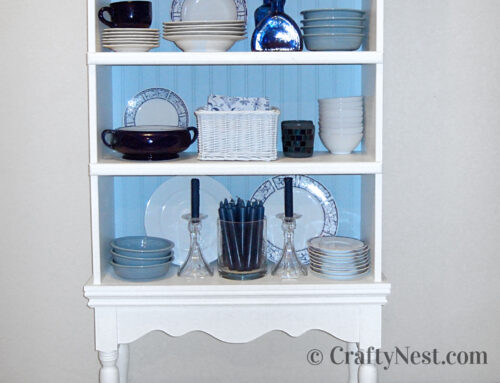 Plain bookshelf = DIY fancy china cabinet