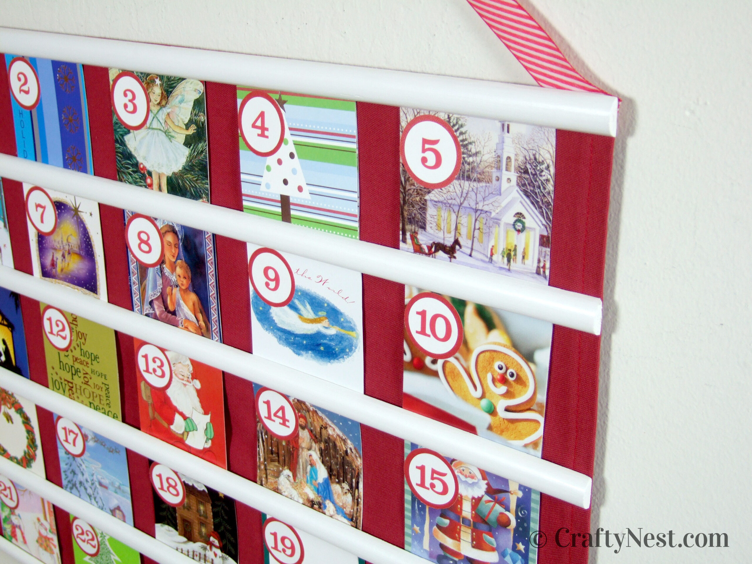 feature-recycled-Christmas-card-advent-calendar-crafty-nest Recycled Christmas card advent calendar, photo
