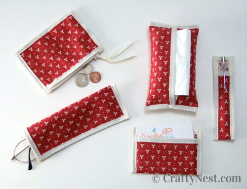 DIY handbag set: coin purse, tissue pouch, pen sleeve, eyeglasses case, business card pocket