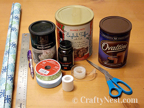 DSCF5174-reusable-wrapped-gift-canisters-crafty-nest Supplies for gift wrapping canisters, photo