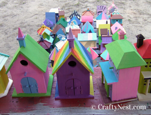 Camp craft: painting birdhouses