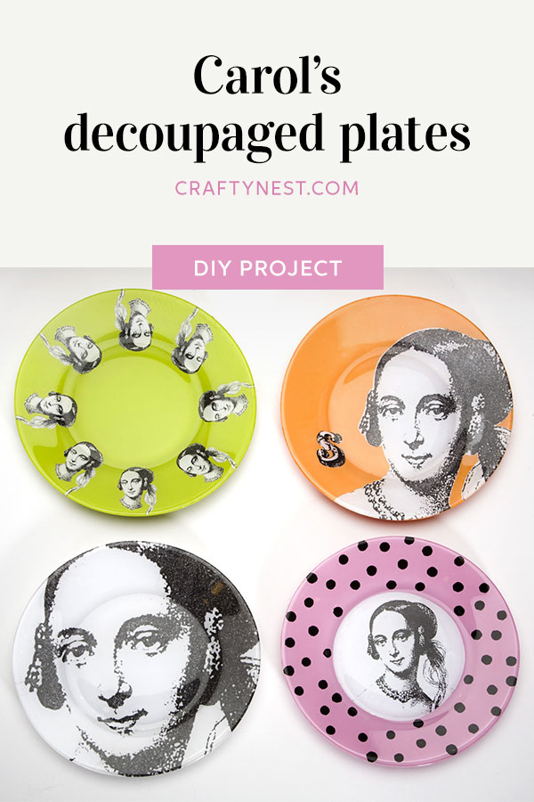 pinterest-carols-decoupage-plates-crafty-nest Crafty Nest Carol's decoupaged plates Pinterest image