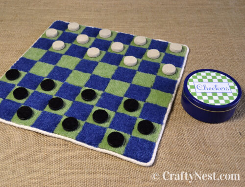 DIY carpet-sample craft: checkers game