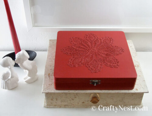 DIY red doily matchbox